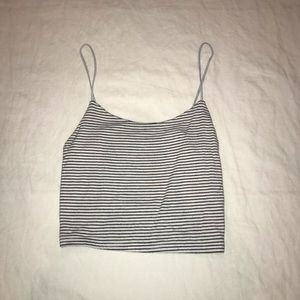 White and black striped crop top
